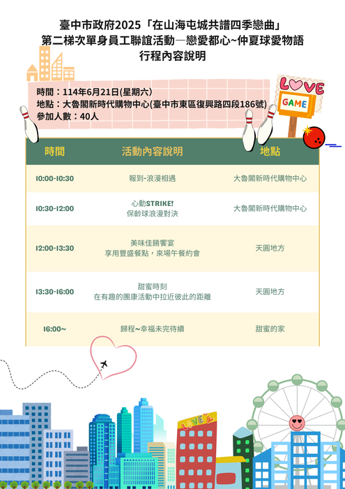 2025「在山海屯城共譜四季戀曲」單身員工聯誼活動-第二梯次